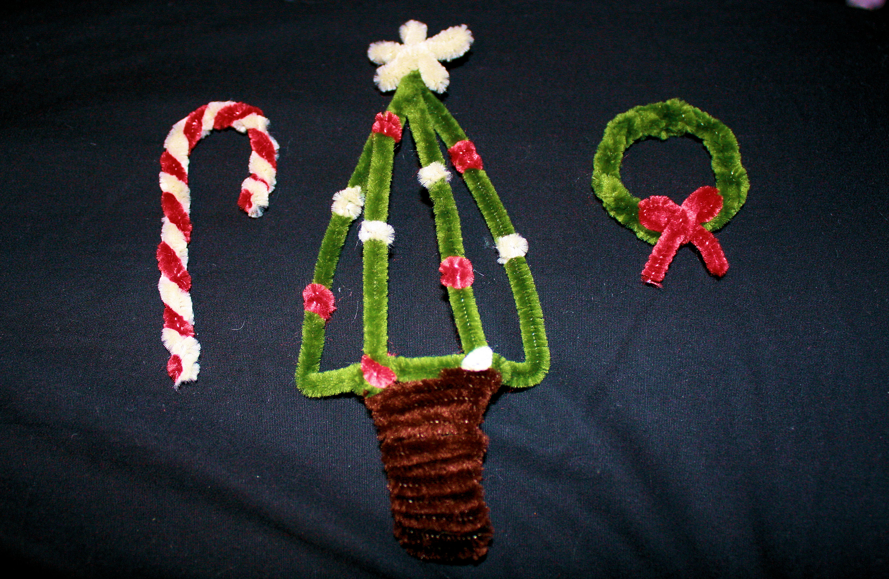 Fuzzy Sticks Christmas Tree Ornaments